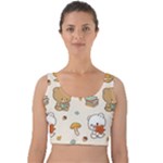 Bear Cartoon Background Pattern Seamless Animal Velvet Crop Top