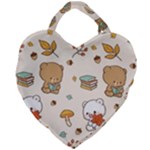 Bear Cartoon Background Pattern Seamless Animal Giant Heart Shaped Tote