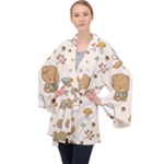 Bear Cartoon Background Pattern Seamless Animal Long Sleeve Velvet Kimono 