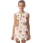 Bear Cartoon Background Pattern Seamless Animal Kids  Pilgrim Collar Ruffle Hem Dress