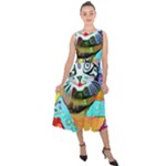 Kitten Cat Pet Animal Adorable Fluffy Cute Kitty Midi Tie-Back Chiffon Dress