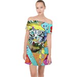 Kitten Cat Pet Animal Adorable Fluffy Cute Kitty Off Shoulder Chiffon Dress