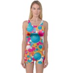 Circles Art Seamless Repeat Bright Colors Colorful One Piece Boyleg Swimsuit