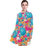 Circles Art Seamless Repeat Bright Colors Colorful Long Sleeve Chiffon Shirt Dress