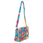 Circles Art Seamless Repeat Bright Colors Colorful Shoulder Bag with Back Zipper