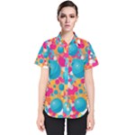 Circles Art Seamless Repeat Bright Colors Colorful Women s Short Sleeve Shirt