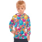 Circles Art Seamless Repeat Bright Colors Colorful Kids  Hooded Pullover
