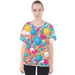 Circles Art Seamless Repeat Bright Colors Colorful V-Neck Dolman Drape Top