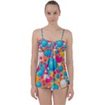 Circles Art Seamless Repeat Bright Colors Colorful Babydoll Tankini Set