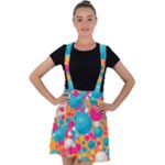 Circles Art Seamless Repeat Bright Colors Colorful Velvet Suspender Skater Skirt