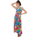 Circles Art Seamless Repeat Bright Colors Colorful V-Neck Chiffon Maxi Dress