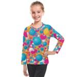 Circles Art Seamless Repeat Bright Colors Colorful Kids  Long Mesh T-Shirt