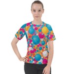Circles Art Seamless Repeat Bright Colors Colorful Women s Sport Raglan T-Shirt