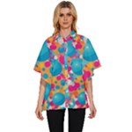 Circles Art Seamless Repeat Bright Colors Colorful Women s Batwing Button Up Shirt