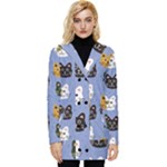 Cat Cat Background Animals Little Cat Pets Kittens Button Up Hooded Coat 