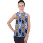 Cat Cat Background Animals Little Cat Pets Kittens Mock Neck Chiffon Sleeveless Top