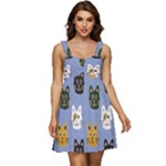 Cat Cat Background Animals Little Cat Pets Kittens Ruffle Strap Babydoll Chiffon Dress