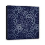 Blue Paisley Texture, Blue Paisley Ornament Mini Canvas 6  x 6  (Stretched)