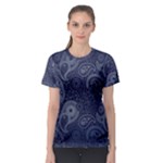 Blue Paisley Texture, Blue Paisley Ornament Women s Sport Mesh T-Shirt