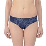 Blue Paisley Texture, Blue Paisley Ornament Hipster Bikini Bottoms