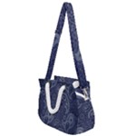 Blue Paisley Texture, Blue Paisley Ornament Rope Handles Shoulder Strap Bag