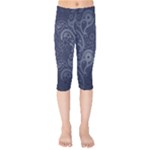 Blue Paisley Texture, Blue Paisley Ornament Kids  Capri Leggings 