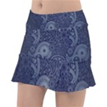 Blue Paisley Texture, Blue Paisley Ornament Classic Tennis Skirt
