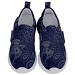 Blue Paisley Texture, Blue Paisley Ornament Kids  Velcro No Lace Shoes