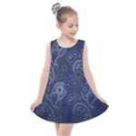 Blue Paisley Texture, Blue Paisley Ornament Kids  Summer Dress