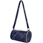 Blue Paisley Texture, Blue Paisley Ornament Mini Cylinder Bag