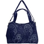 Blue Paisley Texture, Blue Paisley Ornament Double Compartment Shoulder Bag
