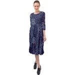 Blue Paisley Texture, Blue Paisley Ornament Ruffle End Midi Chiffon Dress