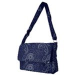 Blue Paisley Texture, Blue Paisley Ornament Full Print Messenger Bag (M)