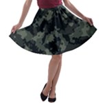 Camouflage, Pattern, Abstract, Background, Texture, Army A-line Skater Skirt