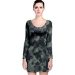 Camouflage, Pattern, Abstract, Background, Texture, Army Long Sleeve Velvet Bodycon Dress