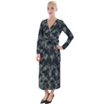 Camouflage, Pattern, Abstract, Background, Texture, Army Velvet Maxi Wrap Dress