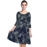 Camouflage, Pattern, Abstract, Background, Texture, Army Quarter Sleeve Waist Band Dress