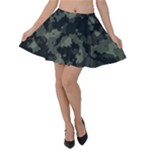 Camouflage, Pattern, Abstract, Background, Texture, Army Velvet Skater Skirt