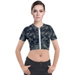 Camouflage, Pattern, Abstract, Background, Texture, Army Short Sleeve Cropped Jacket