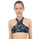 Camouflage, Pattern, Abstract, Background, Texture, Army High Neck Bikini Top