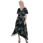 Camouflage, Pattern, Abstract, Background, Texture, Army Cross Front Sharkbite Hem Maxi Dress