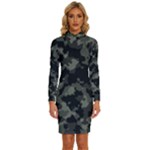 Camouflage, Pattern, Abstract, Background, Texture, Army Long Sleeve Shirt Collar Bodycon Dress