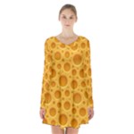 Cheese Texture Food Textures Long Sleeve Velvet V-neck Dress