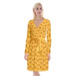 Cheese Texture Food Textures Long Sleeve Velvet Front Wrap Dress