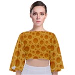 Cheese Texture Food Textures Tie Back Butterfly Sleeve Chiffon Top