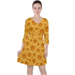 Cheese Texture Food Textures Quarter Sleeve Ruffle Waist Dress