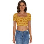 Cheese Texture Food Textures Short Sleeve Square Neckline Crop Top 