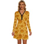 Cheese Texture Food Textures Long Sleeve Deep V Mini Dress 