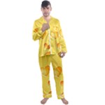 Cheese Texture, Macro, Food Textures, Slices Of Cheese Men s Long Sleeve Satin Pajamas Set