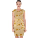 Cheese Texture, Yellow Cheese Background Capsleeve Drawstring Dress 